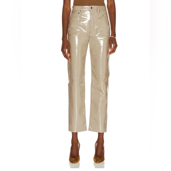 Agolde Recycled Leather 90's Pinch Waist Pants | Size 24 - Picture 1 of 12
